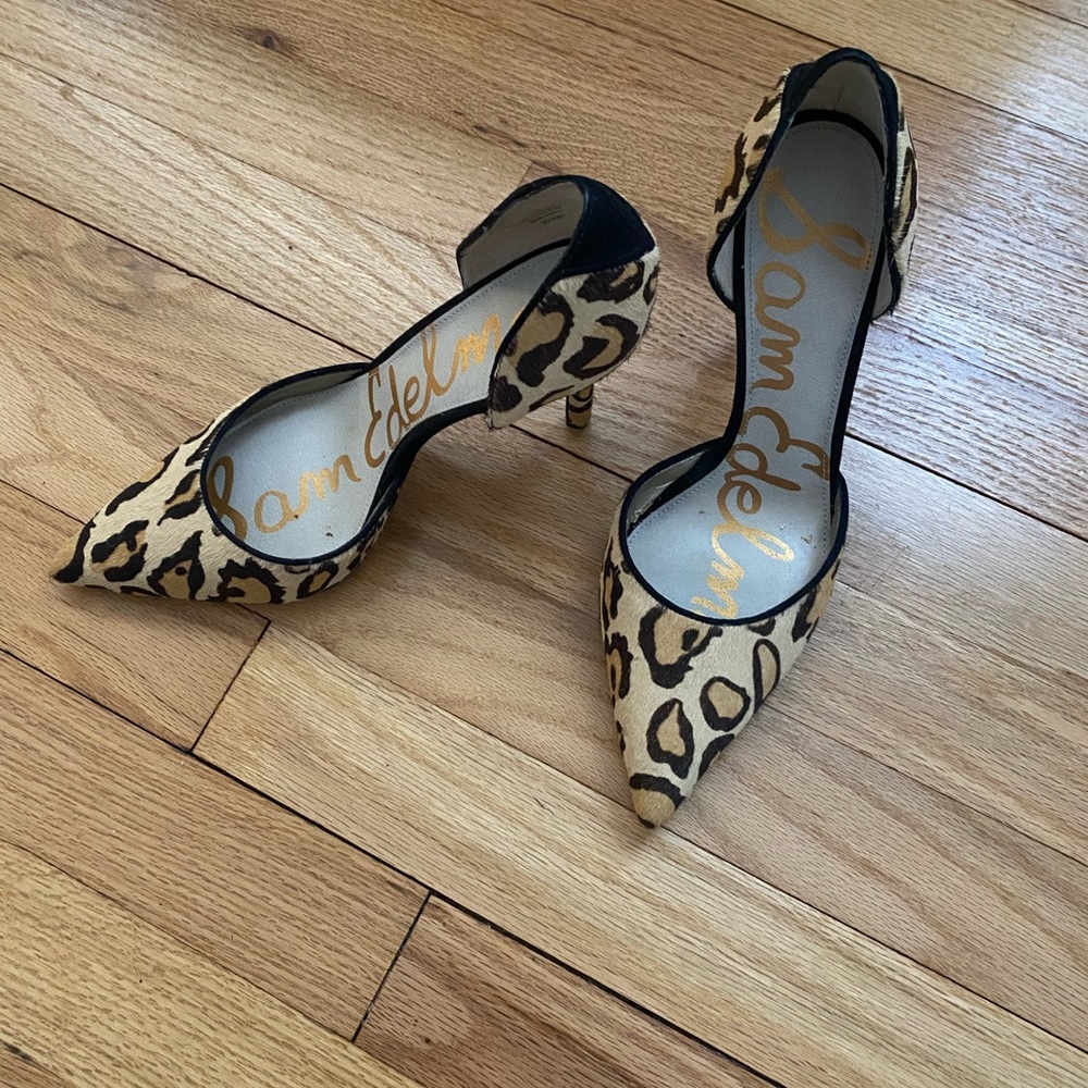 Sam Edelman Brown Tan Heels with Animal Print